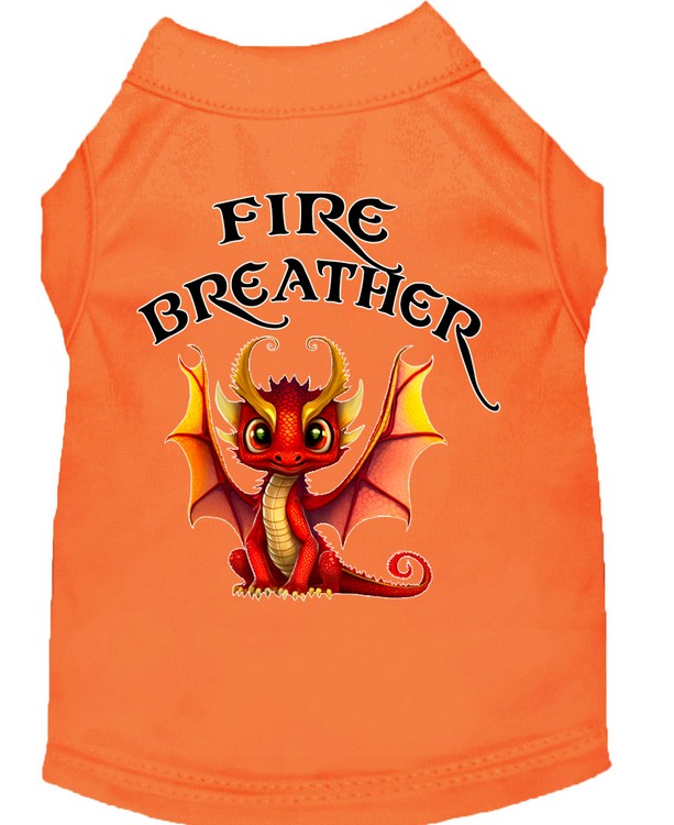 Fire Breather Dragon Screen Print Dog Shirt Orange XS (8)